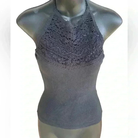 Free People women’s crochet halter top charcoal black size small NWOT - Picture 1 of 5